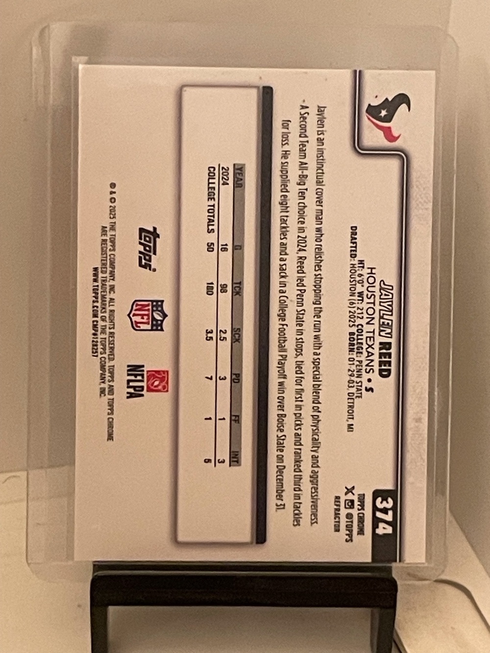 Jaylen Reed 2026 Topps Chrome Football Rookie Card-Texans - Picture 2 of 2